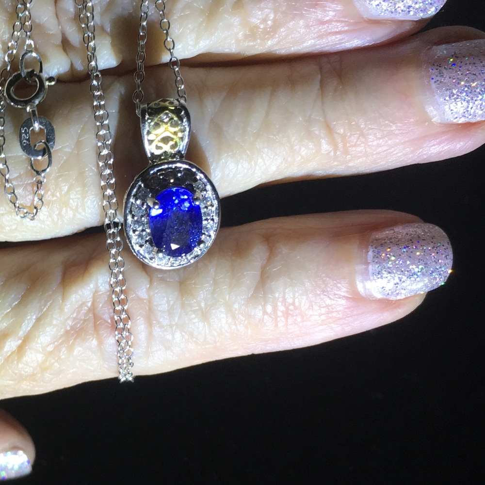 Genuine Masoala Blue Sapphire Pendant with Chain.